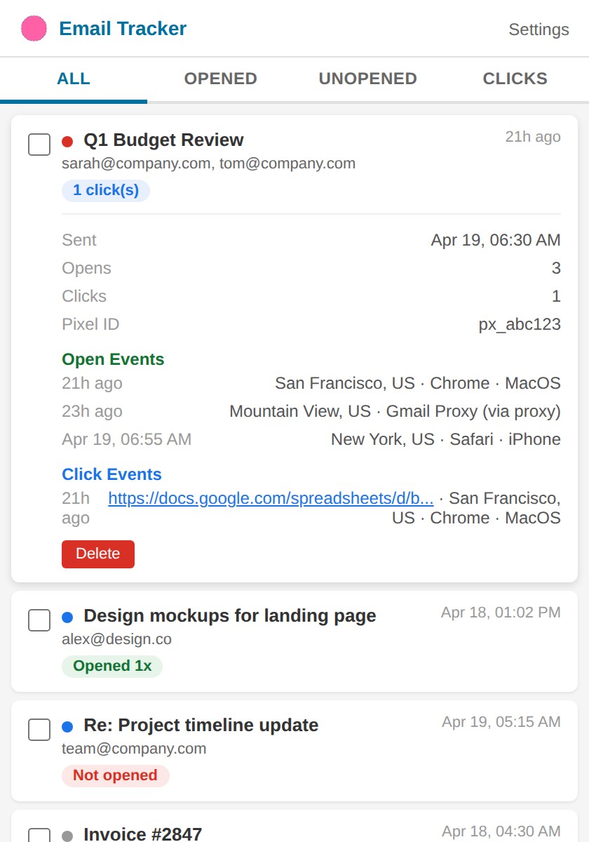 Email Tracker screenshot 2