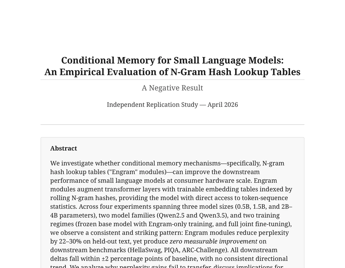 Conditional Memory for Small Language Models cover
